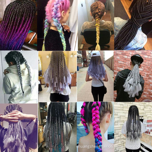 Wholesale high quality crochet hair synthetic soft braiding hair omber black bleue original braid jumbo crochet braids